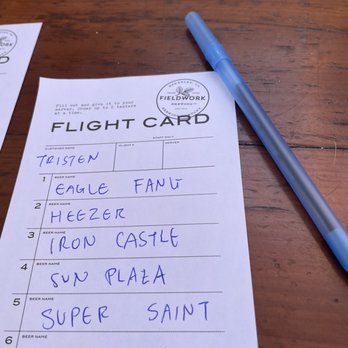 Fieldwork - What we got for our flight! - Beer Bar Near Me - San Mateo, California Fieldwork - What we got for our flight! - Beer Bar Near Me - San Mateo, California