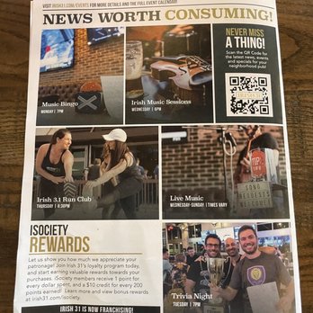 Irish 31 - Menu newsletter - Irish Near Me - Oviedo, Florida