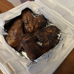 Smokin Glaze BarBeQue - Smoked wings. Wonderful. Wish you could smell them from here!