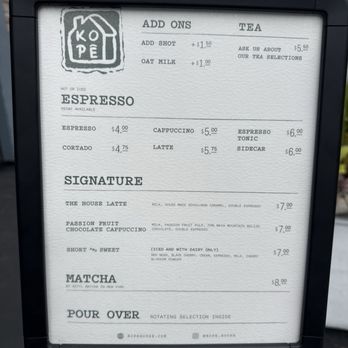 Kopê House - menu - Coffee & Tea Near Me - San Francisco, California Kopê House - menu - Coffee & Tea Near Me - San Francisco, California