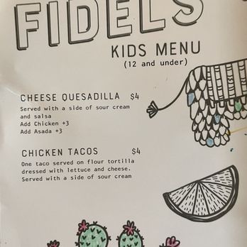 Fidel’s Cocina & Bar - Limited kids menu; we didn't order anything from here. - New Mexican Cuisine Near Me - Palisade, Colorado Fidel’s Cocina & Bar - Limited kids menu; we didn't order anything from here. - New Mexican Cuisine Near Me - Palisade, Colorado