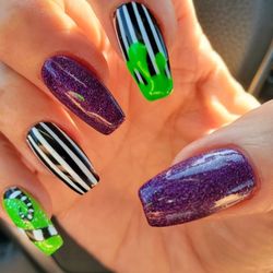 Happiness Nail Bar - Beetlejuice inspired nails