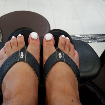 K Nails - White Gel Pedicure - Nail Salons Near Me - Bridgewater, New Jersey