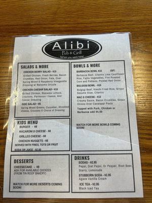 Menu photo 8 The Alibi Pub and Grill Chico, CA