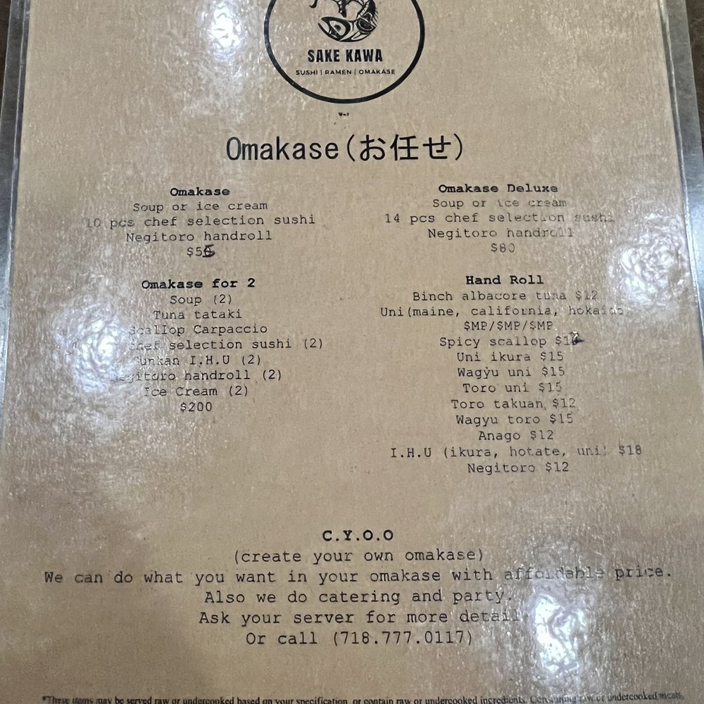 Sake Kawa - Omakase Menu - Sushi Bars Near Me - Astoria, New York Sake Kawa - Omakase Menu - Sushi Bars Near Me - Astoria, New York