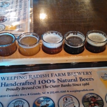 Weeping Radish Farm Brewery - Flight of beers - Breweries Near Me - Grandy, North Carolina