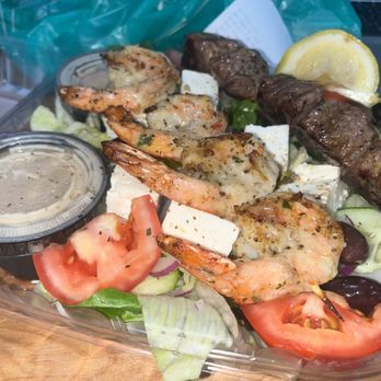 Samos Greek Island Grill - Neptune / Greek Salad with added meat skewer - Greek Near Me - Baltimore, Maryland Samos Greek Island Grill - Neptune / Greek Salad with added meat skewer - Greek Near Me - Baltimore, Maryland