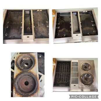 Peggys House Cleaning Services - Older model Jenn-Air stovetop clean before and afters - Window Washing Near Me Peggys House Cleaning Services - Older model Jenn-Air stovetop clean before and afters - Window Washing Near Me