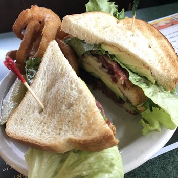 Metro Diner - Club sandwich with onion rings - American Near Me - Bensalem, Pennsylvania Metro Diner - Club sandwich with onion rings - American Near Me - Bensalem, Pennsylvania