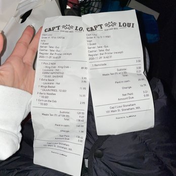 Cap't Loui - Separate receipt just for the remolade sauce. - Cajun/Creole Near Me - Stoneham, Massachusetts