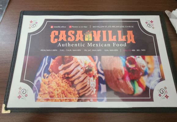 Menu photo 1 Casa Villa San Jose, CA