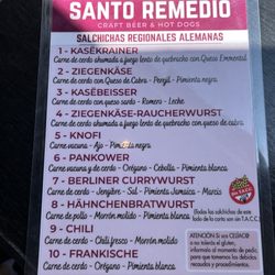 Santo Remedio - Menu