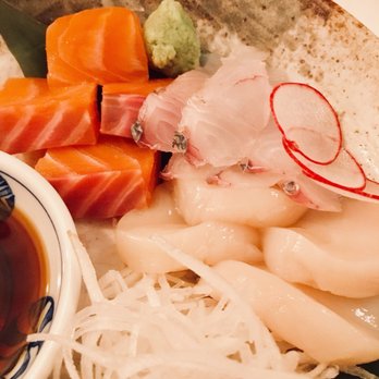 Izakaya - Sashimi Trio; Salmon, Scallop, and Fluke $38 - Izakaya Near Me - New York, New York