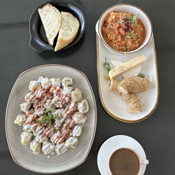 Lezzet Brunch - Menemen, beef manti, Turkish coffee - IG @bougiefoodieboi - Turkish Near Me - Auburn, Washington