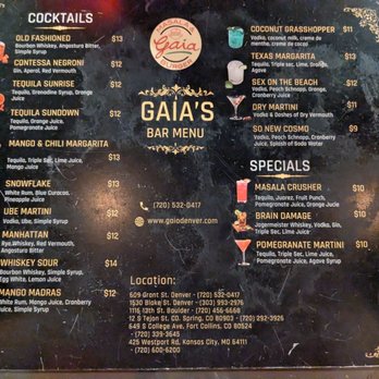 Gaia Masala & Burger - Bar menu - Indian Near Me - Denver, Colorado Gaia Masala & Burger - Bar menu - Indian Near Me - Denver, Colorado
