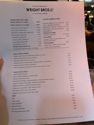 Menu photo 2 Wright Brothers London, XGL Menu photo 2 Wright Brothers London, XGL