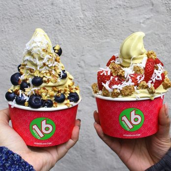 16 Handles - 16 Handles' Pistachi-Yo! flavor goes perfectly with granola and fruit! - Ice Cream & Frozen Yogurt Near Me - White Plains, New York