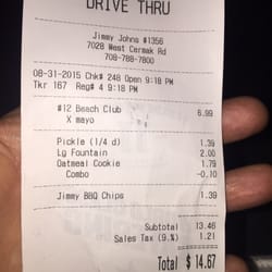 Jimmy John's - Here is the time and day I visited store