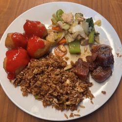 Ying Wah - Fried Rice, chicken balls, spare ribs with almond guiding