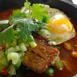 Chefé Productions - Chicharron con Carne with Fried Egg and Tomatillo Salsa