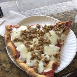 $5.50 slice with sausage pepperoni and extra cheese $5.50 slice with sausage pepperoni and extra cheese