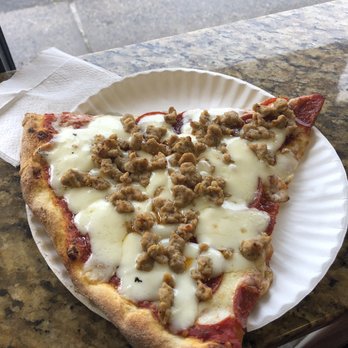 Domenico's Pizzeria - $5.50 slice with sausage pepperoni and extra cheese - Pizza Near Me - Staten Island, New York Domenico's Pizzeria - $5.50 slice with sausage pepperoni and extra cheese - Pizza Near Me - Staten Island, New York