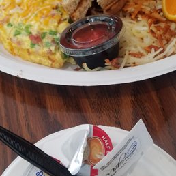 Western omelet hashbrowns