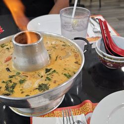 Taste Of Thai Fusion - Tom Kha, after our requested bowls and spoons arrived.