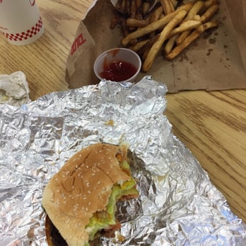 Five Guys - Hamburger (two patties) with my choice of toppings: lettuce, tomato, pickle, mustard, and ketchup. Malt vinegar on the fries. - Fast Food Near Me - Wilkes-barre, Pennsylvania