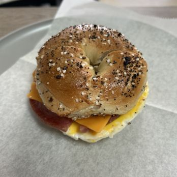 Sedgefield Bagel - Everything bagel w/taylor ham, egg & cheddar. - Sandwiches Near Me - Greensboro, North Carolina Sedgefield Bagel - Everything bagel w/taylor ham, egg & cheddar. - Sandwiches Near Me - Greensboro, North Carolina