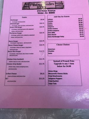 Menu photo 1 Mining Claim 1899 Saloon Victor, CO Menu photo 1 Mining Claim 1899 Saloon Victor, CO