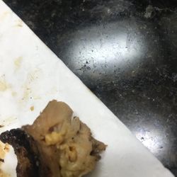 Happy Teriyaki - Chicken with what looks like a worm?
