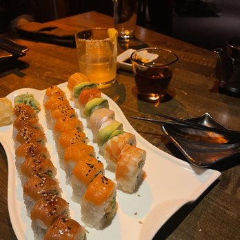 Kenichi Aspen - Mega salmon, rainbow, and Blake rolls Plum wine and Tokyo drift alcohol beverages - Sushi Bars Near Me - Aspen, Colorado Kenichi Aspen - Mega salmon, rainbow, and Blake rolls Plum wine and Tokyo drift alcohol beverages - Sushi Bars Near Me - Aspen, Colorado