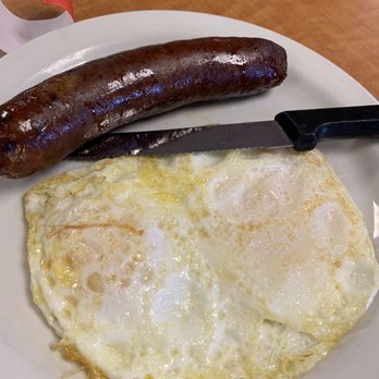 Bacon's Bistro and Cafe - Eggs over medium with jalapeño and cheddar sausage - Breakfast & Brunch Near Me - Hurst, Texas Bacon's Bistro and Cafe - Eggs over medium with jalapeño and cheddar sausage - Breakfast & Brunch Near Me - Hurst, Texas