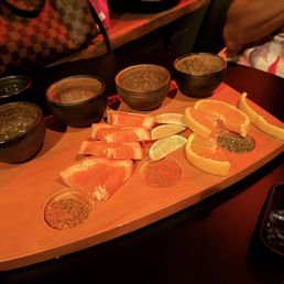 No Tres Arcos food shots, only a post speakeasy Mezcal flight sampling. No Tres Arcos food shots, only a post speakeasy Mezcal flight sampling.