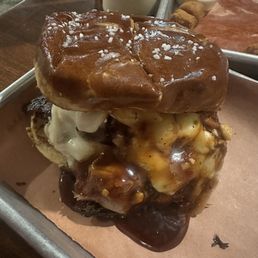 Pulled pork sandwich with feta cheese