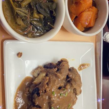 Southern Gourmet Kitchen - Country Bumpkin with collard greens and sweet potatoes - Southern Near Me - Plano, Texas
