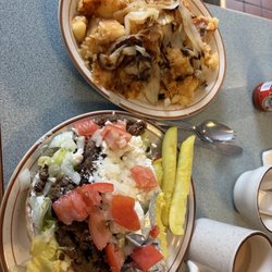Sheridan Family Restaurant - Gyro Wrap and Home Fries with fried onion!