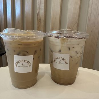 Broken Coffee - Fort Apache - Maple Vanilla Latte - Left & Broken Cream Latte - Right - Coffee & Tea Near Me - Las Vegas, Nevada Broken Coffee - Fort Apache - Maple Vanilla Latte - Left & Broken Cream Latte - Right - Coffee & Tea Near Me - Las Vegas, Nevada