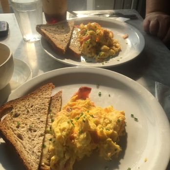 Little Flower - Salmon and cream cheese scramble with toast which comes buttered. - Candy Stores Near Me - Pasadena, California Little Flower - Salmon and cream cheese scramble with toast which comes buttered. - Candy Stores Near Me - Pasadena, California