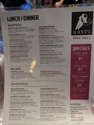 Menu photo 3 Astro Beer Hall Washington, DC, DC
