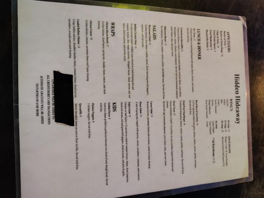 Menu photo 1 Hidden Hideaway Bar & Grill Fredericksburg, TX Menu photo 1 Hidden Hideaway Bar & Grill Fredericksburg, TX
