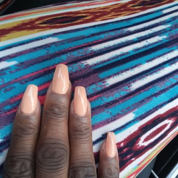 T L Nails - Crooked nail messy polish and horrible shaping. - Nail Salons Near Me - South Plainfield, New Jersey