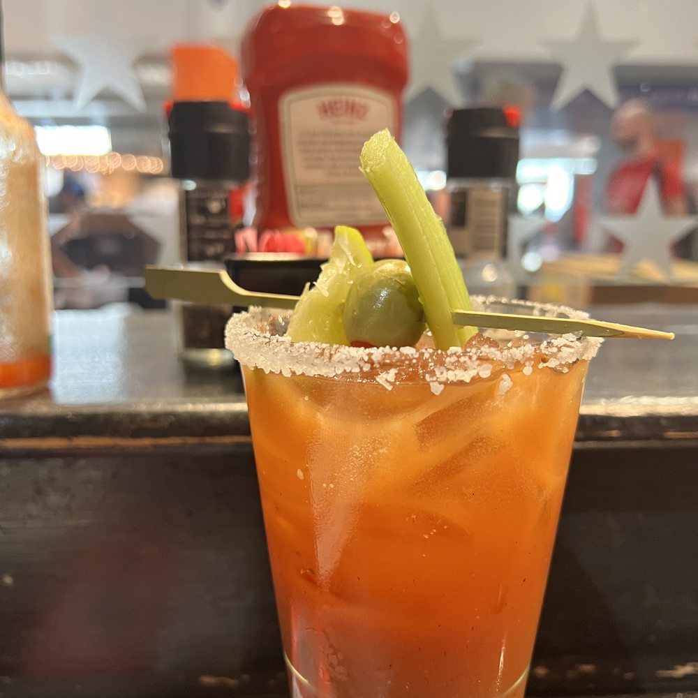 TGI Fridays Signature Bloody Mary. Pairs well with the wing sampler and some ibuprofen.