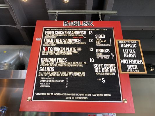 Menu photo 2 Basilisk Portland, OR