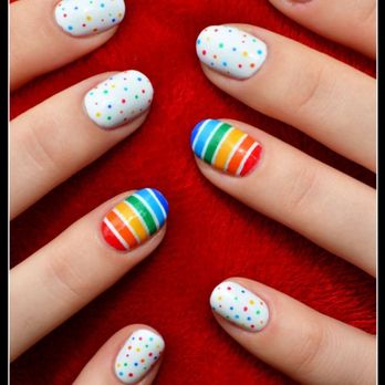 Classic Nails - I was hoping for something like this with a rainbow nail on each finger. - Nail Salons Near Me - Gresham, Oregon