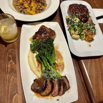 Pomegranate Bistro - Clockwise from top: Risotto; kurobuta pork chop, tenderloin - Breakfast & Brunch Near Me - Redmond, Washington Pomegranate Bistro - Clockwise from top: Risotto; kurobuta pork chop, tenderloin - Breakfast & Brunch Near Me - Redmond, Washington