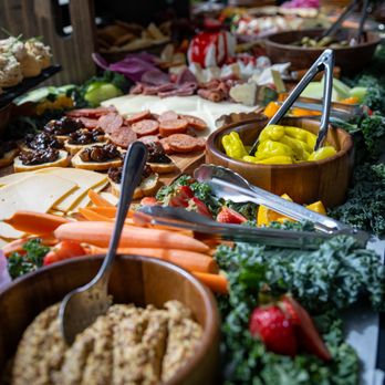 Daphne's Catering - A combination of our charcuterie board, hummus trio and caponata crostini. - Caterers Near Me - Weaverville, North Carolina Daphne's Catering - A combination of our charcuterie board, hummus trio and caponata crostini. - Caterers Near Me - Weaverville, North Carolina