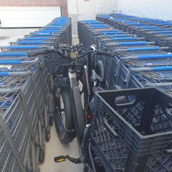 Walmart Supercenter - Bicycle parking sandwiched between broken shopping carts