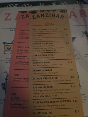 Menu photo 1 Zanzibar Austin, TX